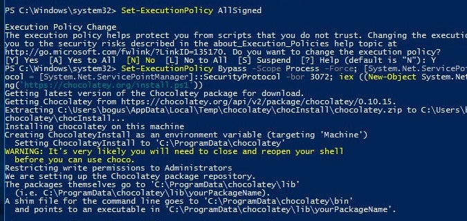 Creating an exception to the execution policy Creating an exception to the execution policy