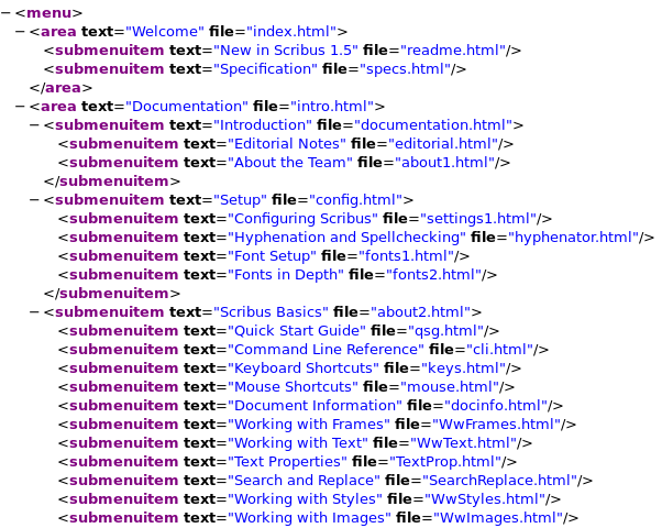 Scribus XML file Scribus XML file