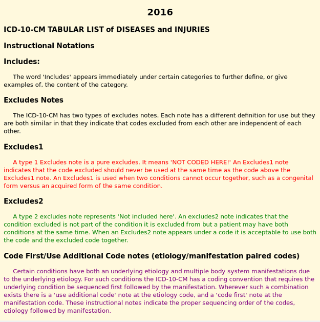 Tabular listing of diseases in ICD10 Tabular listing of diseases in ICD10
