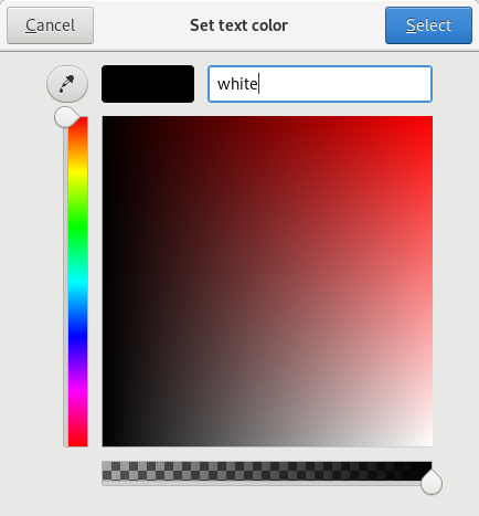 Selecting white by name in Zenity Selecting white by name in Zenity